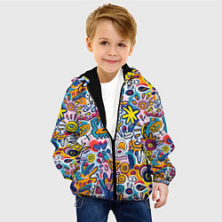 Куртка с капюшоном детская Солнце и морские звёзды абстракция, цвет: 3D-черный — фото 2