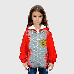 Куртка с капюшоном детская Россия абстрактные соты, цвет: 3D-белый — фото 2
