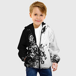 Куртка с капюшоном детская Чёрно белый стильный узор, цвет: 3D-черный — фото 2