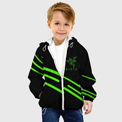 Куртка с капюшоном детская Razer line green, цвет: 3D-белый — фото 2
