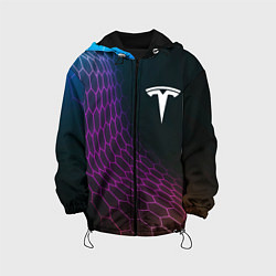 Куртка с капюшоном детская Tesla neon hexagon, цвет: 3D-черный