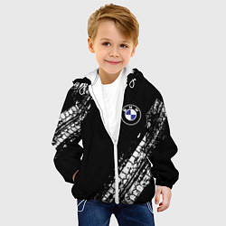 Куртка с капюшоном детская BMW : автомобильные текстуры шин, цвет: 3D-белый — фото 2