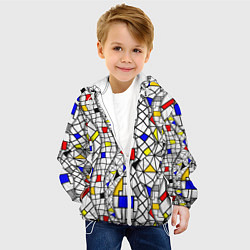 Куртка с капюшоном детская Абстракция цветных прямоугольников Пит Мондриан, цвет: 3D-белый — фото 2