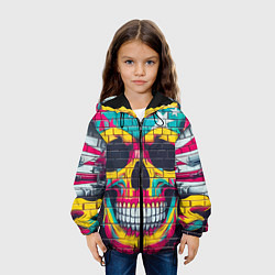 Куртка с капюшоном детская Граффити черепа - нейросеть, цвет: 3D-черный — фото 2
