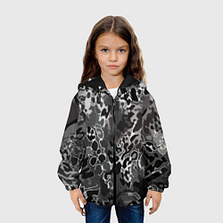 Куртка с капюшоном детская Чёрно-серый абстракция, цвет: 3D-черный — фото 2