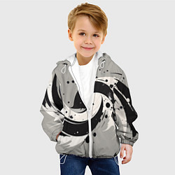 Куртка с капюшоном детская Инь-янь абстракция - нейроарт, цвет: 3D-белый — фото 2