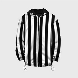 Куртка с капюшоном детская Вертикальные черно белые полосы, цвет: 3D-черный