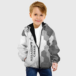 Куртка с капюшоном детская Assassins Creed - white gradient по-вертикали, цвет: 3D-черный — фото 2