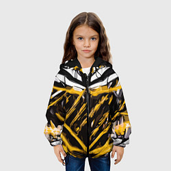 Куртка с капюшоном детская Yellow and white abstraction on a black background, цвет: 3D-черный — фото 2