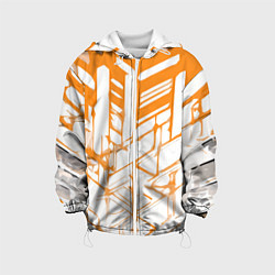Куртка с капюшоном детская Агрессивные оранжевые полосы на белом фоне, цвет: 3D-белый