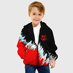 Куртка с капюшоном детская Барселона фк краски, цвет: 3D-черный — фото 2