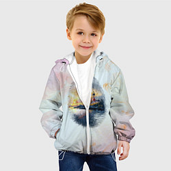 Куртка с капюшоном детская Маяк у моря на закате в отпечатке пальца, цвет: 3D-белый — фото 2