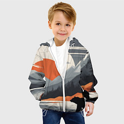 Куртка с капюшоном детская Горы медведь геометрия, цвет: 3D-белый — фото 2