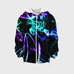 Куртка с капюшоном детская Неоновый дым текстура, цвет: 3D-белый