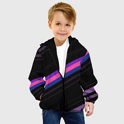 Куртка с капюшоном детская Неоновые полосы, цвет: 3D-черный — фото 2