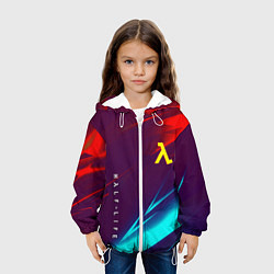 Куртка с капюшоном детская Half life stripes neon, цвет: 3D-белый — фото 2
