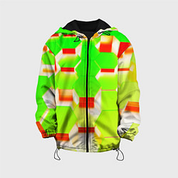 Куртка с капюшоном детская Кислотные соты, цвет: 3D-черный