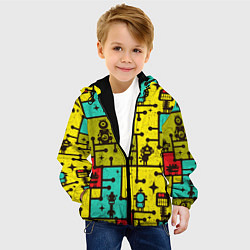 Куртка с капюшоном детская Роботы монстры паттерн, цвет: 3D-черный — фото 2