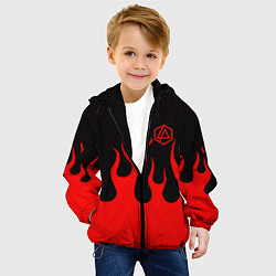 Куртка с капюшоном детская Linkin park logo fire, цвет: 3D-черный — фото 2