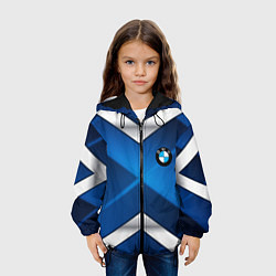 Куртка с капюшоном детская BMW metalic blue abstract, цвет: 3D-черный — фото 2