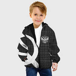 Куртка с капюшоном детская Герб РФ паттерн стиль ссср, цвет: 3D-черный — фото 2