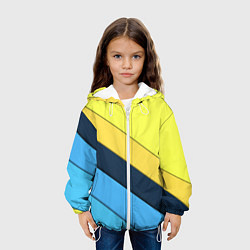 Куртка с капюшоном детская Геометрия полосы спорт, цвет: 3D-белый — фото 2