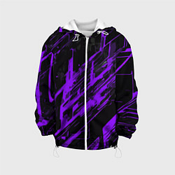 Куртка с капюшоном детская Purple stripes on a black background, цвет: 3D-белый