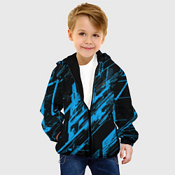 Куртка с капюшоном детская Blue stripes on a black background, цвет: 3D-черный — фото 2