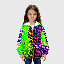 Куртка с капюшоном детская Marshmello pattern neon steel, цвет: 3D-белый — фото 2
