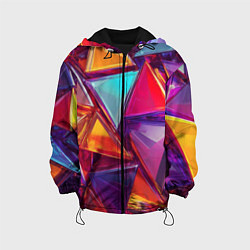 Куртка с капюшоном детская Разноцветные треугольники 2, цвет: 3D-черный