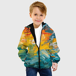 Куртка с капюшоном детская Хаотичный цветные мазки краски, цвет: 3D-черный — фото 2