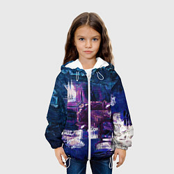 Куртка с капюшоном детская Глитч текстура - искаженное пространство, цвет: 3D-белый — фото 2