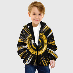 Куртка с капюшоном детская Чёрно-жёлтая сфера киберпанк, цвет: 3D-черный — фото 2