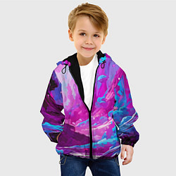 Куртка с капюшоном детская Фиолетовая кислотная абстракция, цвет: 3D-черный — фото 2