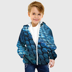 Куртка с капюшоном детская Голубая кожа змеи, цвет: 3D-белый — фото 2
