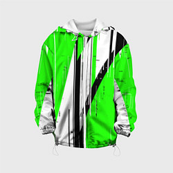 Детская куртка Black and white vertical stripes on a green backgr