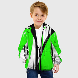 Куртка с капюшоном детская Black and white vertical stripes on a green backgr, цвет: 3D-черный — фото 2