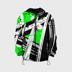 Куртка с капюшоном детская Чёрно-белые абстрактные линии на зелёном фоне, цвет: 3D-черный