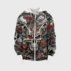 Куртка с капюшоном детская Череп в маске Хання, цвет: 3D-белый