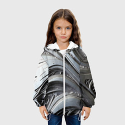Куртка с капюшоном детская Полированный серебряный металл, цвет: 3D-белый — фото 2