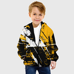 Куртка с капюшоном детская Diagonal black and white stripes on a yellow backg, цвет: 3D-черный — фото 2