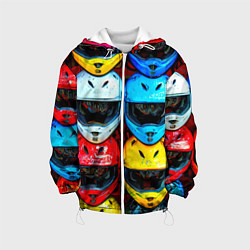 Куртка с капюшоном детская Шлемы BMX, цвет: 3D-белый