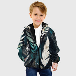 Куртка с капюшоном детская Перья и листья, цвет: 3D-черный — фото 2