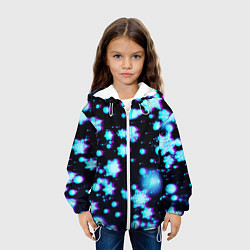 Куртка с капюшоном детская Неоновые снежинки глитч, цвет: 3D-белый — фото 2