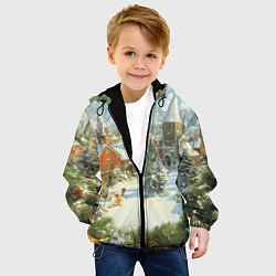 Куртка с капюшоном детская Фон рождества, цвет: 3D-черный — фото 2