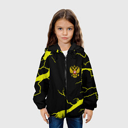 Куртка с капюшоном детская Россия шторм герб, цвет: 3D-черный — фото 2