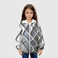 Куртка с капюшоном детская Полированный металл серебряный, цвет: 3D-белый — фото 2