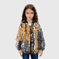 Куртка с капюшоном детская Киберпанк паттерн жёлтый, цвет: 3D-черный — фото 2