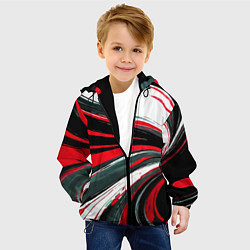 Куртка с капюшоном детская Волнистые чёрно-красные линии на белом фоне, цвет: 3D-черный — фото 2