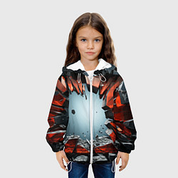 Куртка с капюшоном детская Разбитые плиты из стекла, цвет: 3D-белый — фото 2